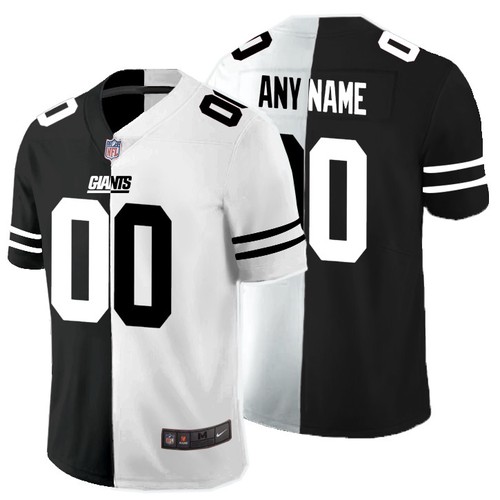Men's New York Giants ACTIVE PLAYER Custom Black & White Split Limited Stitched Jersey